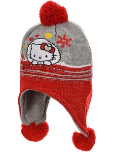 Hello Kitty Czapka "Hello Kitty" w kolorze czerwono-szarym - Czapki damskie - miniaturka - grafika 1