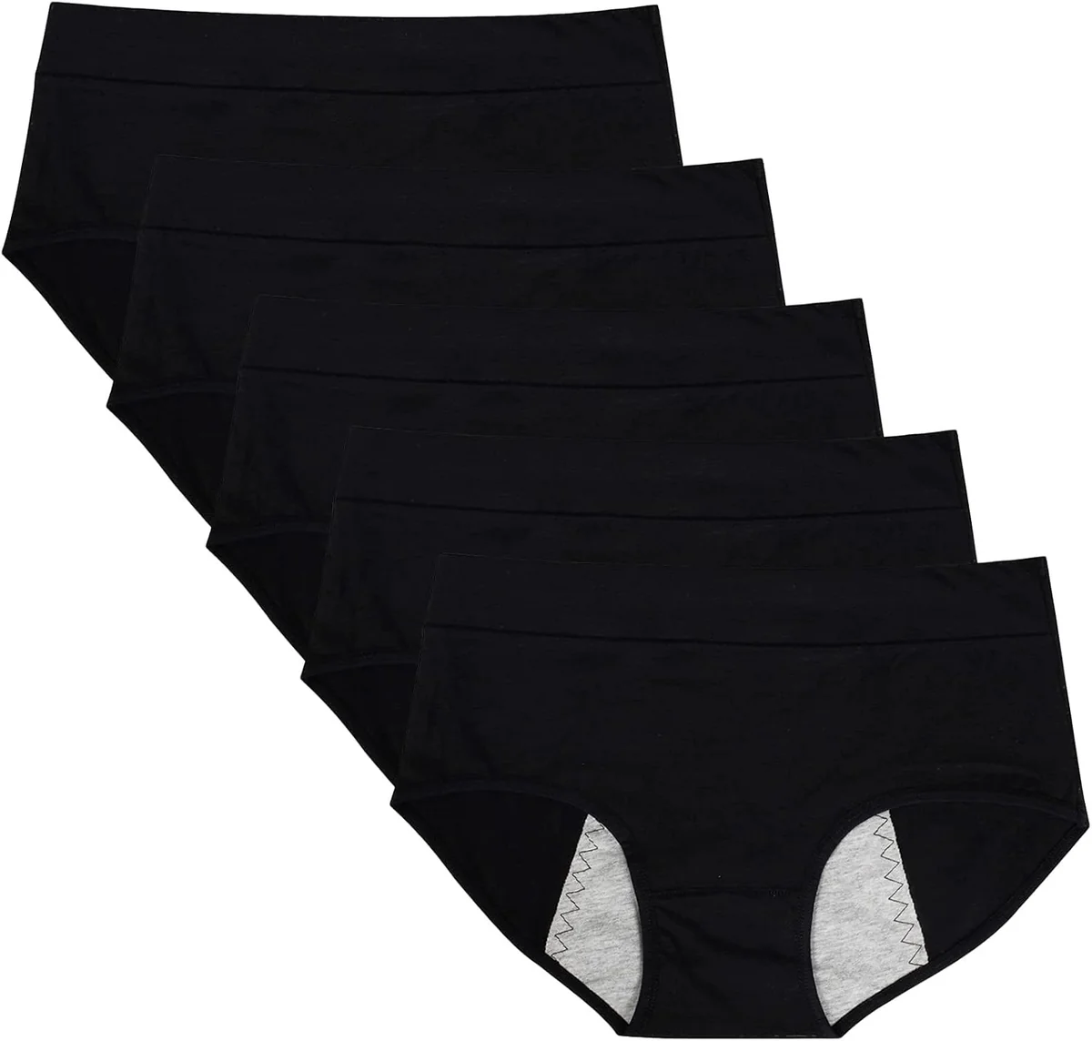 Majtki menstruacyjne damskie bawełniane 5 sztuk rozmiar XL czarne