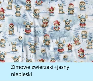 Świąteczna pościel do łóżeczka dziecięcego 120x90 zimowe zwierzaki+ jasny niebieski - Pościel dla dzieci - miniaturka - grafika 1