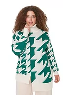 Swetry damskie - Trendyol Damska bluza z golfem w pepitkę oversize plus size sweter, ZIELONY, 5XL - miniaturka - grafika 1