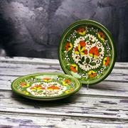 Talerze - Mały talerz ceramiczny ręcznie malowany „Zielony ogródek” o średnicy 15cm - miniaturka - grafika 1