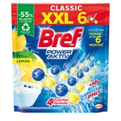Środki do WC - Zapachowe zawieszki do WC z efektem odświeżacza powietrza Bref Power Aktiv Lemon, 6x50g - miniaturka - grafika 1