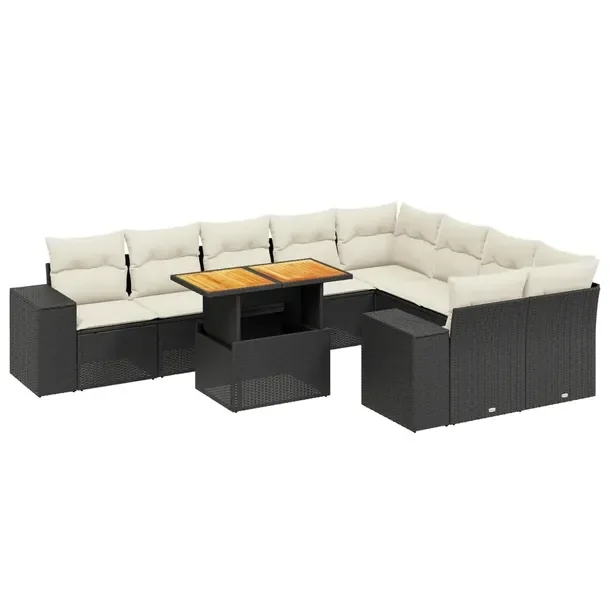 Zestaw mebli ogrodowych modułowych czarny rattan PE 62 x 62 x 69 cm