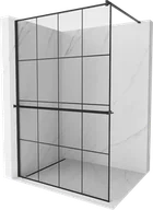Ścianki i drzwi prysznicowe - Mexen Kioto+ ścianka prysznicowa z półką Walk-in 140 x 200 cm, czarny wzór, czarna - 800-140-121-70-77 - miniaturka - grafika 1