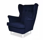 Fotele - Fotel USZAK granatowa plecionka FAMILY MEBLE - miniaturka - grafika 1