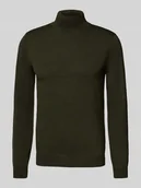 Swetry męskie - Sweter z wywijanym kołnierzem i detalem z logo - miniaturka - grafika 1