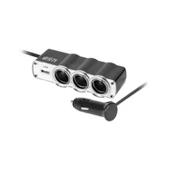 Akcesoria motoryzacyjne - Peiying Rozdzielacz gniazda zapalniczki samochodowej x3 z kablem i USB - miniaturka - grafika 1