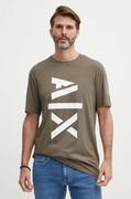 Koszulki męskie - Armani Exchange t-shirt bawełniany kolor zielony z nadrukiem - miniaturka - grafika 1