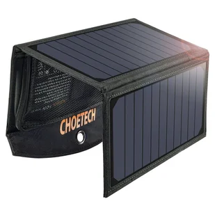 Choetech składana ładowarka solarna słoneczna fotowoltaiczna 19W 2x USB 2,4A czarny (SC001) - Ładowarki do telefonów - miniaturka - grafika 1