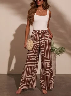 Milan Kiss Spodnie w kolorze beżowo-brązowym - Spodnie damskie - miniaturka - grafika 1