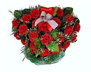 STROIK NA POMNIK KOMPOZYCJA KWIATOWA NA GRÓB SERCE - Sztuczne kwiaty - miniaturka - grafika 1