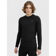 Koszulki sportowe męskie - Longsleeve Męski 4F Sportowy Czarny SS23TLONM078-20S - miniaturka - grafika 1