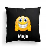 Poduszki dekoracyjne - Foto Poduszka Czarna Emotka MEM Emotikon Imię - miniaturka - grafika 1