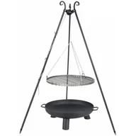 Ruszty - Farmcook Grill ogrodowy na trójnogu z rusztem ze stali nierdzewnej 70cm Czarny + Palenisko ogrodowe PAN 34 70cm - miniaturka - grafika 1