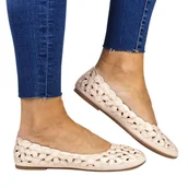 Baleriny - Damskie Baleriny Ażurowe Evento 4870 Różowe - miniaturka - grafika 1