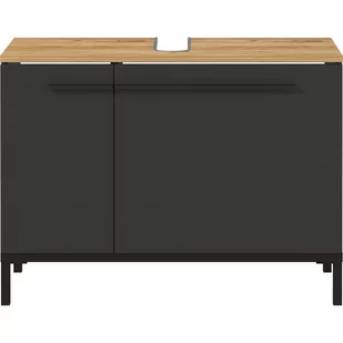 Ciemnoszara szafka pod umywalkę w dekorze dębu 80x59 cm Yonkers – Germania - Szafki łazienkowe - miniaturka - grafika 1