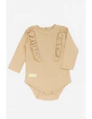 Body dla niemowląt - Baby in World Body długim rękawem bawełniane z falbanką cappucino, Rozmiar: 80/86 - miniaturka - grafika 1