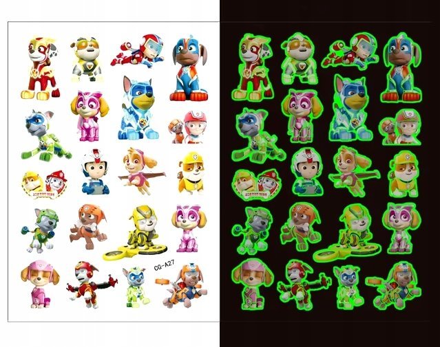 Fluorescencyjne tatuaże dla dzieci PSI PATROL 20 sztuk V2