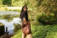 Torebki damskie - Kasztanowa torba hobo w stylu boho / vegan - miniaturka - grafika 1