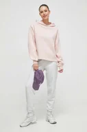 Bluzy damskie - Reebok bluza damska kolor różowy z kapturem gładka - miniaturka - grafika 1