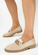 Mokasyny damskie - Beżowe Mokasyny z Klamerką Solomia - miniaturka - grafika 1