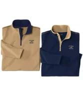 Bluzy męskie - Zestaw 2 swetrów z mikropolaru Outdoor Mężczyzna Atlas For Men - Kolor : Granatowy - Rozmiar : 4XL - miniaturka - grafika 1