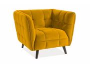 Fotele - Signal Fotel CASTELLO 1 VELVET pikowany, curry BLUVEL 68, nogi kolor wenge - miniaturka - grafika 1