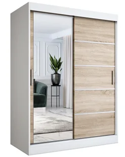 Szafa przesuwna biel + dąb sonoma 150 cm P8-M64 - Szafy Szafa przesuwna biel + dąb sonoma 150 cm P8-M64 - Szafy - miniaturka - grafika 1