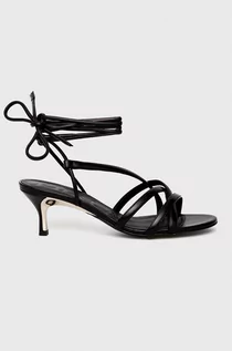 Sandały damskie - Furla sandały skórzane kolor czarny - grafika 1