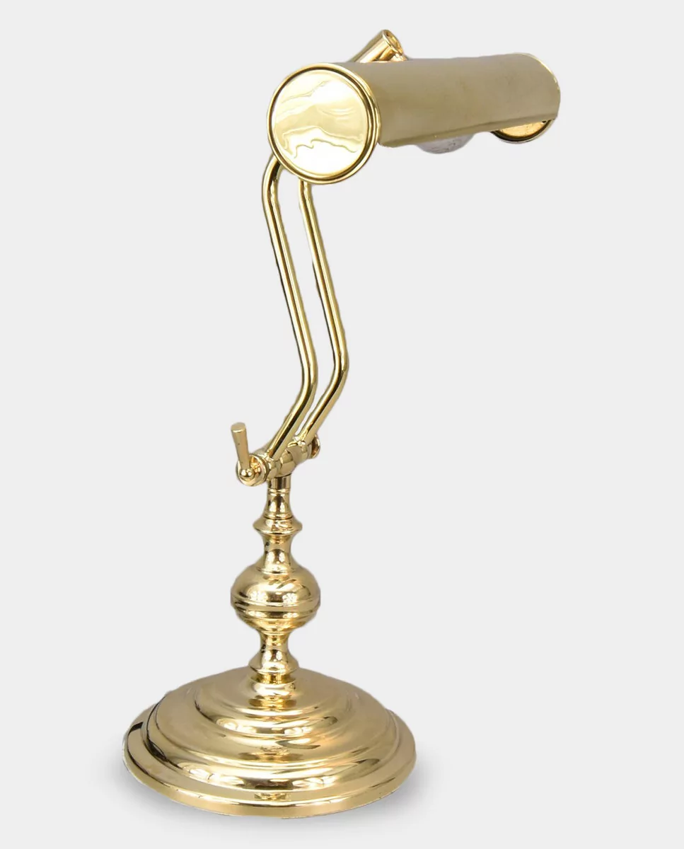 Lampa Gabinetowa Bankierska Mosiężna Złota / Rzeźby z brązu