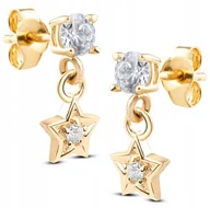 Biżuteria dla dzieci - ŚLICZNE ZŁOTE KOLCZYKI Z KRYSZTAŁKAMI I GWIAZDKAMI 14KT 585 + DEDYKACJA - miniaturka - grafika 1