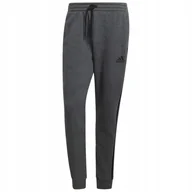 Dresy męskie - Spodnie męskie adidas Essentials Tapered Cuff 3 Stripes ciemnoszare GK8826 - miniaturka - grafika 1