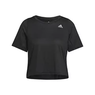 Koszulki i topy damskie - adidas Damska koszulka Fast Crop Tee W, czarny, M - miniaturka - grafika 1