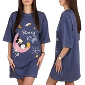 Piżamy damskie - DISNEY Myszka Mickey Damska koszula nocna, 100% BAWEŁNA, koszulka do spania NA LATO L - miniaturka - grafika 1