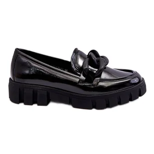 Vinceza Damskie Lakierowane Mokasyny Na Platformie Czarne Bennett - Mokasyny damskie - miniaturka - grafika 1