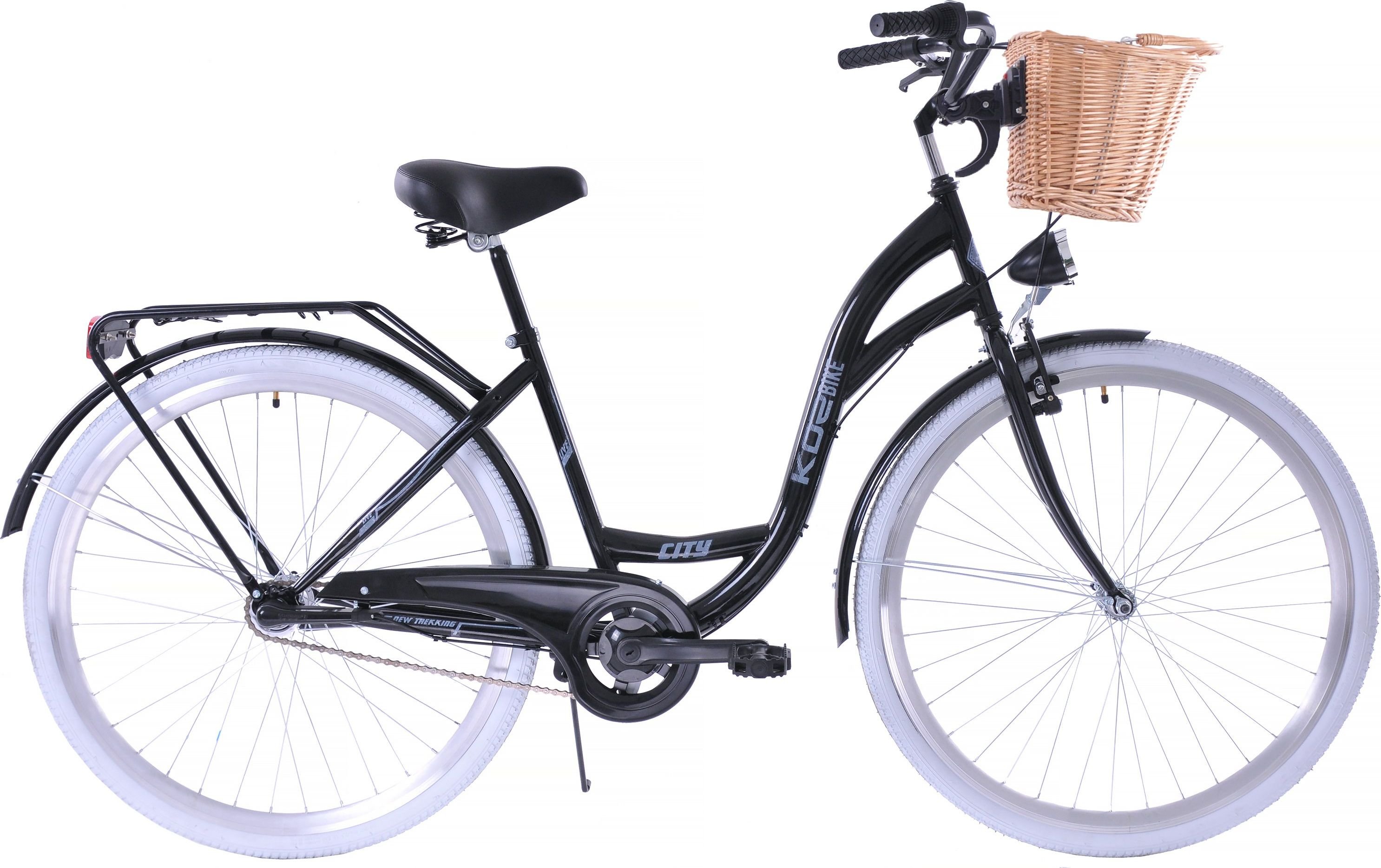 Kozbike K14 Rower miejski Kozbike 28 3bieg czarny białe opony, przerzutka Sturmey Archer