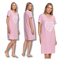 Bielizna nocna - KOSZULA NOCNA Z NADRUKIEM UROCZA PIŻAMA DAMSKA Z KRÓTKIM RĘKAWEM MORAJ 3XL - miniaturka - grafika 1