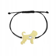 Bransoletki - Bransoletka Złota z Czarny Terier Rosyjski 925 Sznurek Prezent GRAWER - miniaturka - grafika 1