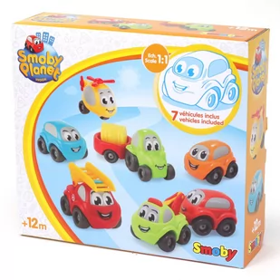 Smoby Vroom Planet Zestaw 7 pojazdów 120220 - Samochody i pojazdy dla dzieci - miniaturka - grafika 1