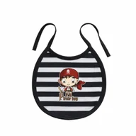 Śliniaki i fartuszki - Śliniak dziewczęcy BAWEŁNIANY w paski granatowy wiązany Captain Mike - miniaturka - grafika 1