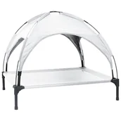 Legowiska dla psów - vidaXL Podwyższone legowisko dla psa z demontowanym dachem Srebrnoszare L Metal - miniaturka - grafika 1