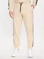 Spodnie sportowe męskie - Kappa Spodnie dresowe 313014 Beżowy Regular Fit - miniaturka - grafika 1