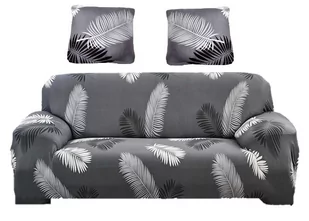 Pokrowiec Na Sofę Kanapę Narożnik Elastyczny 145-185 Cm 2 Os Szary Palmowe Liście - Pokrowce na meble - miniaturka - grafika 1