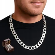 Naszyjniki męskie - Srebrny Łańcuszek Męski Naszyjnik DIAMENTOWANY Szeroki Pancerka Premium - miniaturka - grafika 1