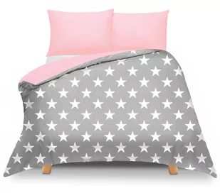 Pościel dwustronna 140x200 Duale szara w gwiazdy + różowa z torbą - Pościel Pościel dwustronna 140x200 Duale szara w gwiazdy + różowa z torbą - Pościel - miniaturka - grafika 1