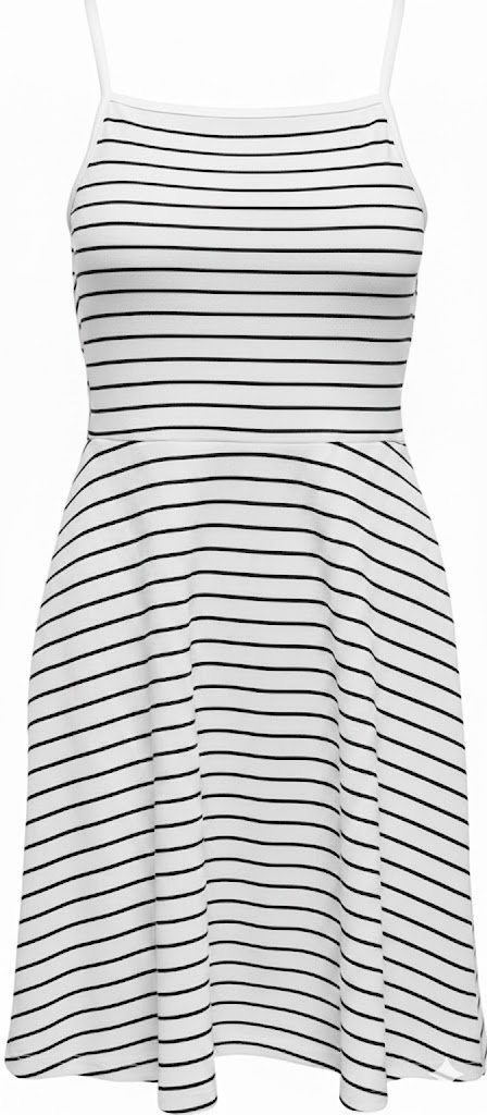 ONLY BIAŁA SUKIENKA NA RAMIĄCZKACH W CZARNE PASKI MIDI L 6BA