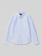 Bluzki dla dziewczynek - Bluzka koszulowa o kroju regular fit z naszywką z logo model ‘TRINETTEOX’ - miniaturka - grafika 1