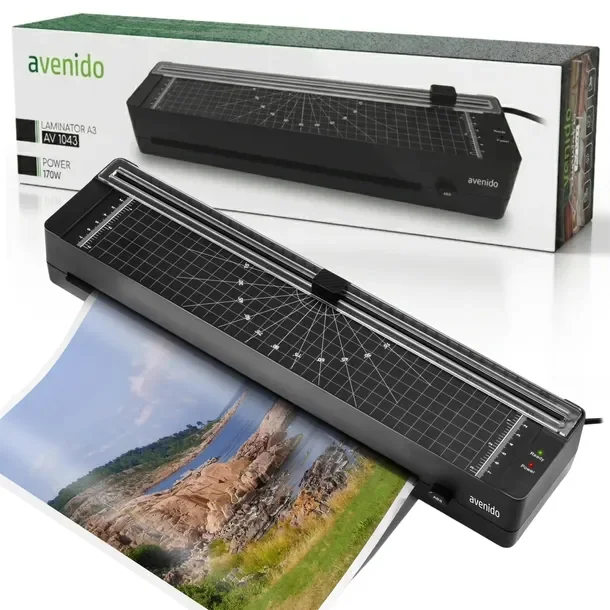 LAMINATOR A3 A4 Laminarka 80-125 mic 320mm 5x Folia Szybka Trymer Czarna