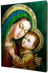 Matka Boża Dobrej Rady - obraz religijny na desce lipowej - Ikony i obrazy sakralne - miniaturka - grafika 1