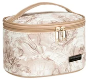 Kosmetyczki, organizery i kuferki - PETERSON Beżowa kosmetyczka damska z uchwytem organizer podróżny kuferek na suwak kieszonki na pędzle podszewka - miniaturka - grafika 1